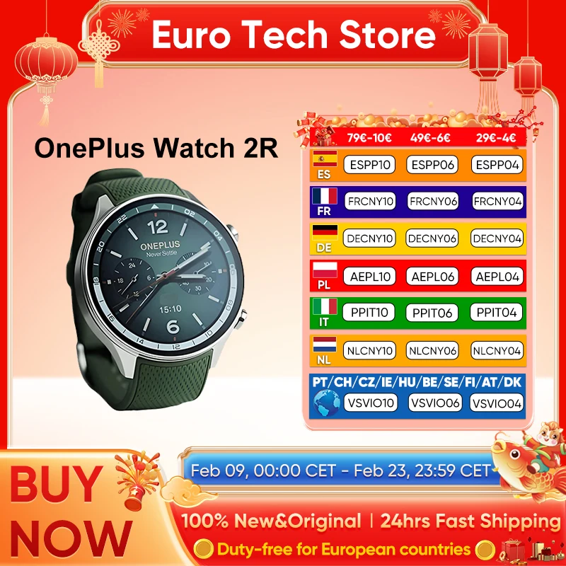 2024 Smartwatch OnePlus Watch 2R 1,43'' AMOLED-Bildschirm Snapdragon W5 Gen 1+ ​ BES2700 WiFi-Wear-Betriebssystem mit 100 Stunden Akkulaufzeit von Google GPS Image