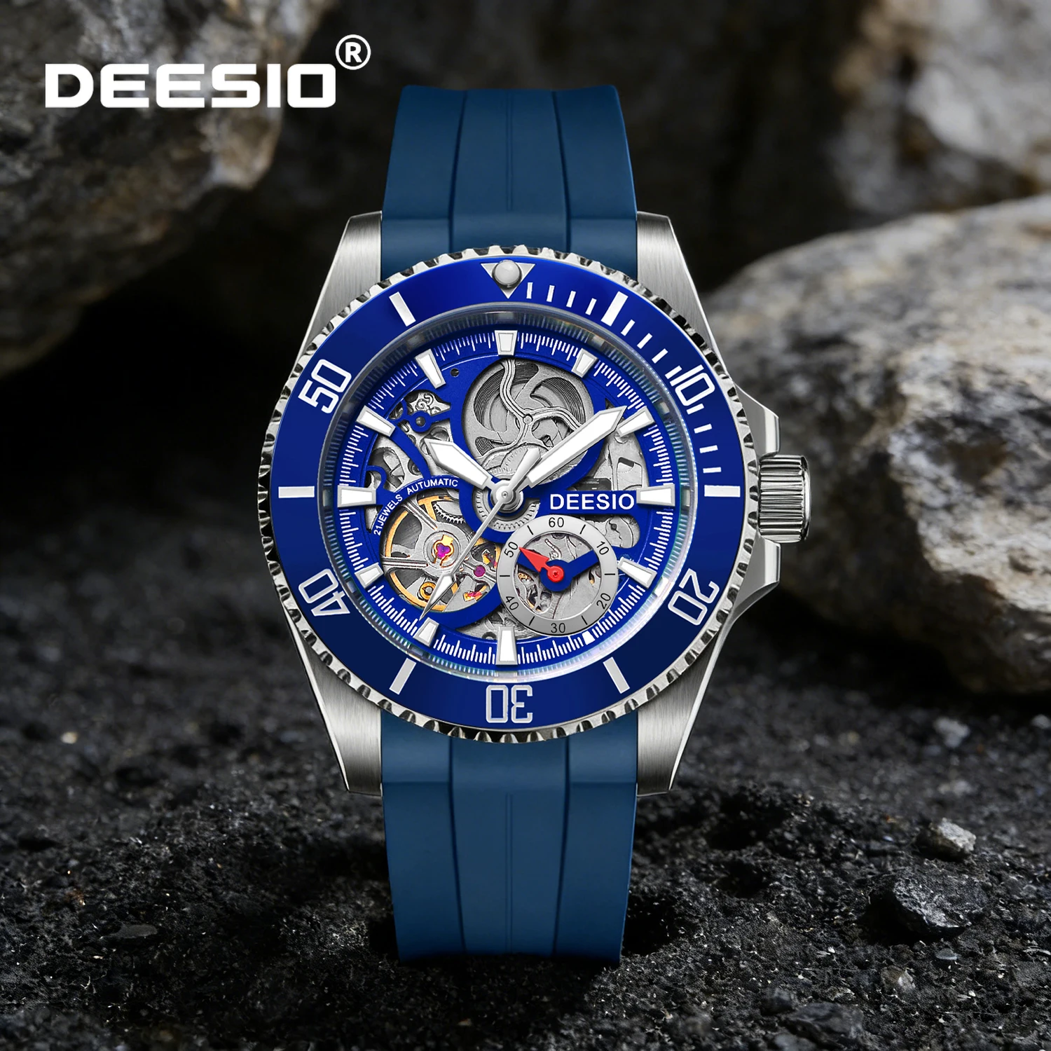 Deesio Herren-Luxus-Armbanduhr, automatisch, mechanisch, Saphirglas, 41 mm, Edelstahl, wasserdichte Uhr, stilvolle Geschenke für Männer Image