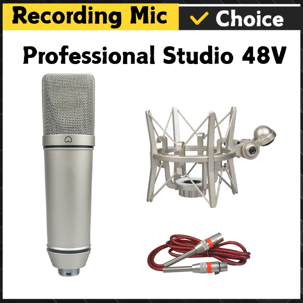 Top Studio Microfono a condensatore U87 in metallo Microfono da studio cardioide professionale per la registrazione di podcasting vocale in streaming domestico A