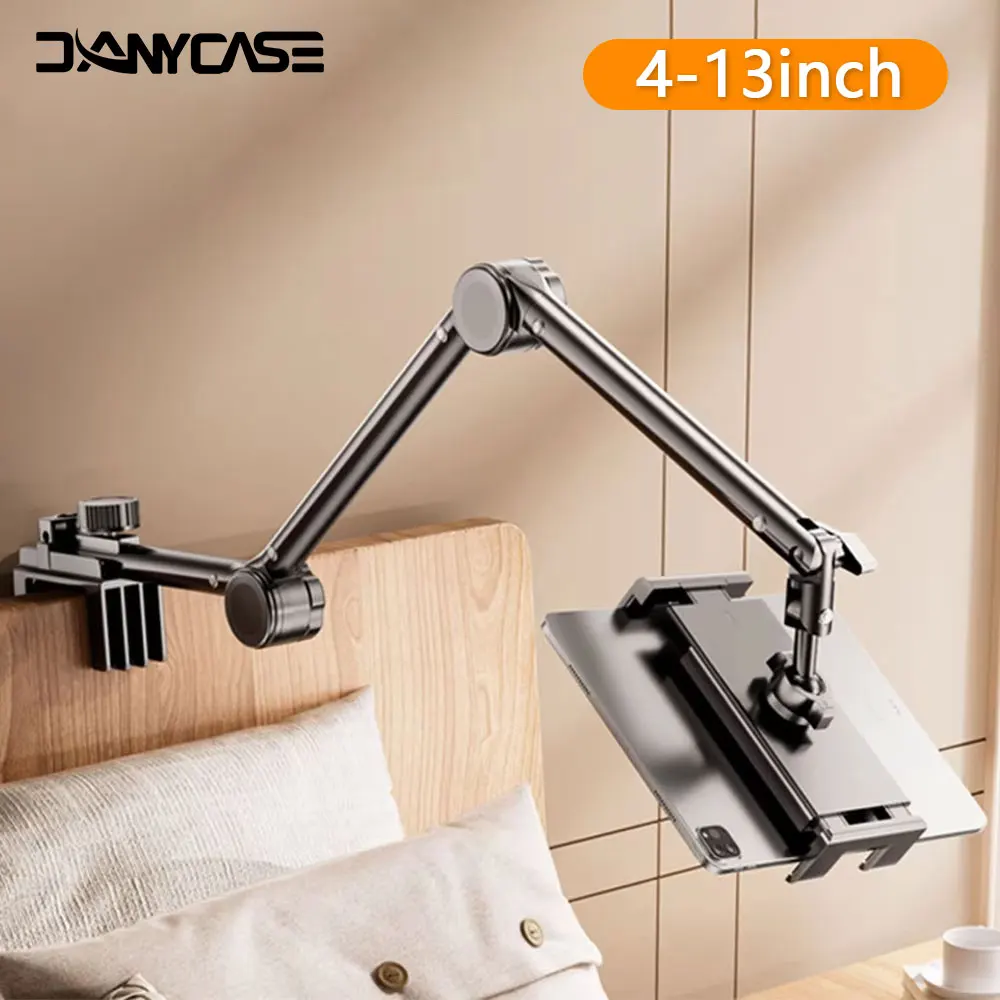 Tablet-Halterung für Bett iPad Stand 360° ° Rotierender Bett-Tablet-Halterungsständer mit 90 cm Metallarm für 4,7 bis 12,9 Zoll Telefon-Tablet-Halter Image