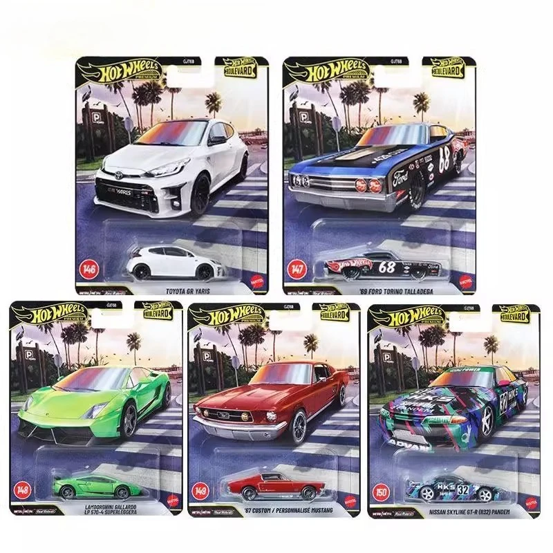 Original Hot Wheels Premium Car Boulevard Toy Boy 1/64 Diecast Toyota Yaris Ford Torino Lamborghini Gallardo Nissan Skyline GTR Image