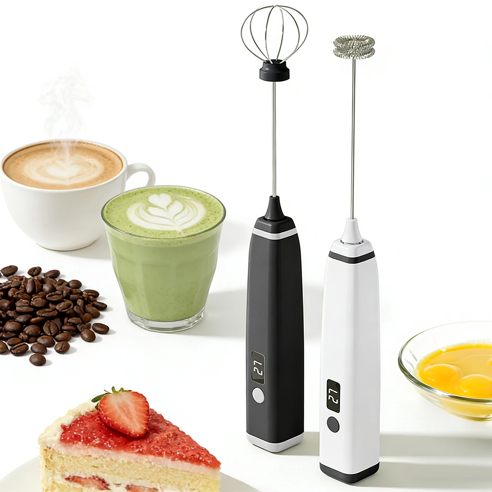 Kabelloser Handmilchaufschäumer für Camping, Kaffeeaufschäumer, wiederaufladbar, elektrischer Schneebesen, Getränkemixer, Schaumbereiter Image