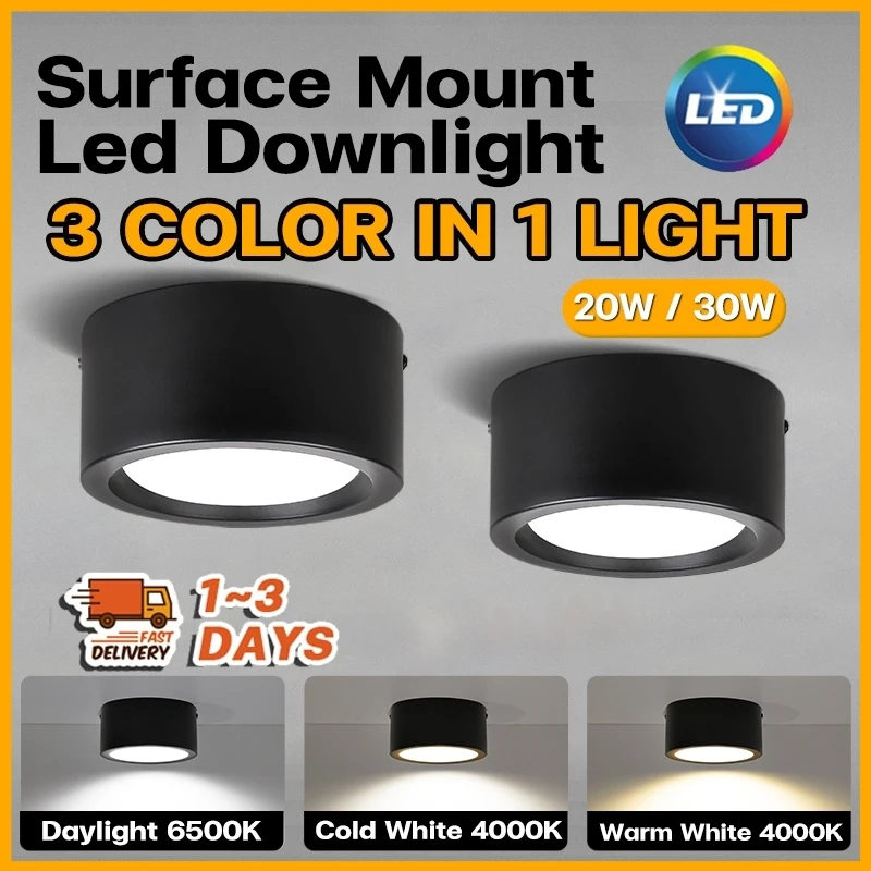 Moderne LED-Deckenleuchte mit Strahler – Oberflächenmontage, 3 Farben dimmbar, halbbündige Montage, hart verkabelt 220 V, für Schlafzimmer und Wohnzimmer