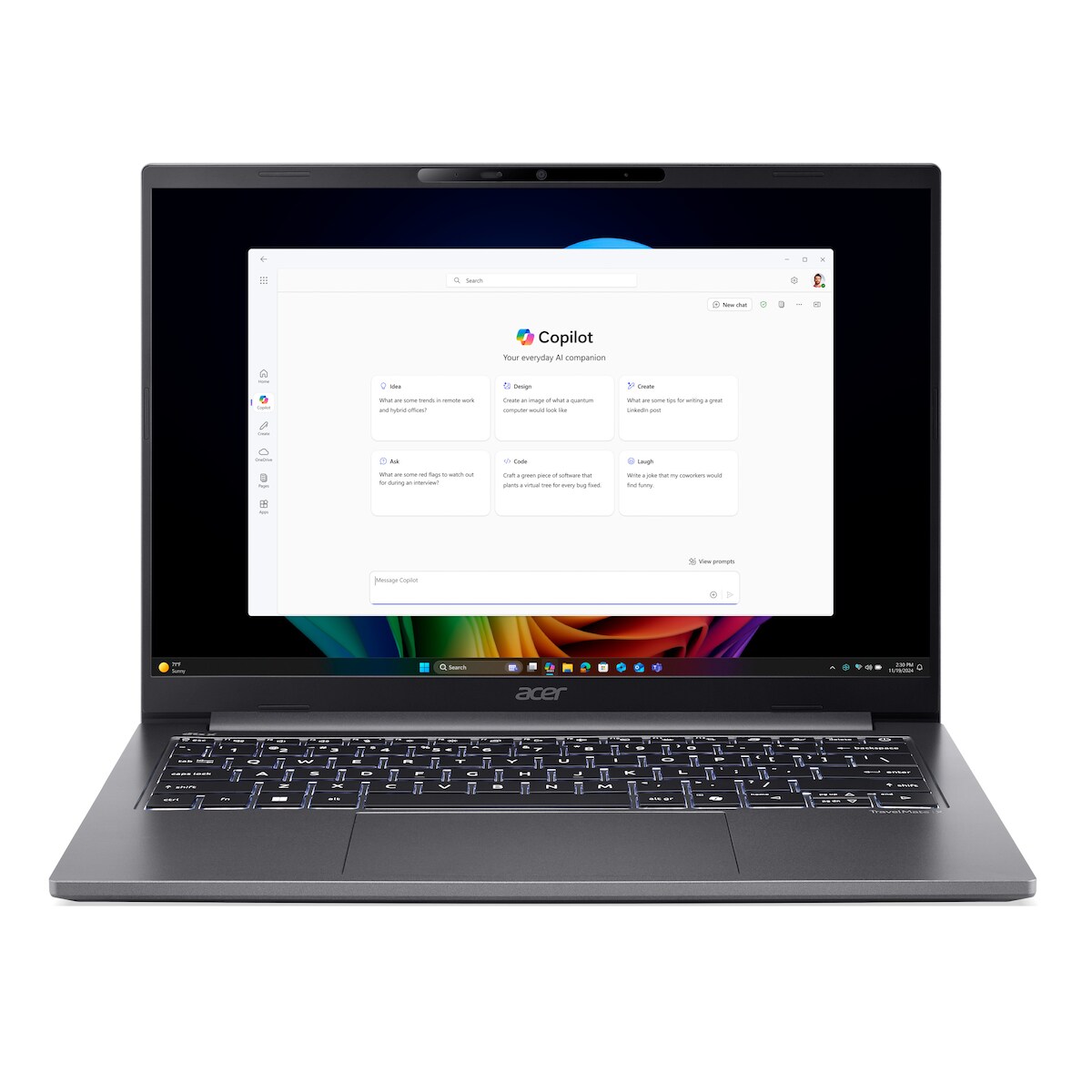 Acer TravelMate X4 (Steel Gray, 14" WUXGA, Intel® Core™ Ultra 7 258V, 32 GB RAM, 4 TB SSD) mit Windows 11 Pro Image