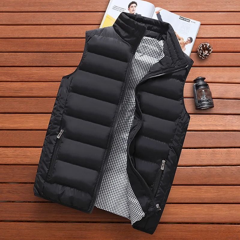 Mens Winter Padded Sleeveless Vest Jacket blue l