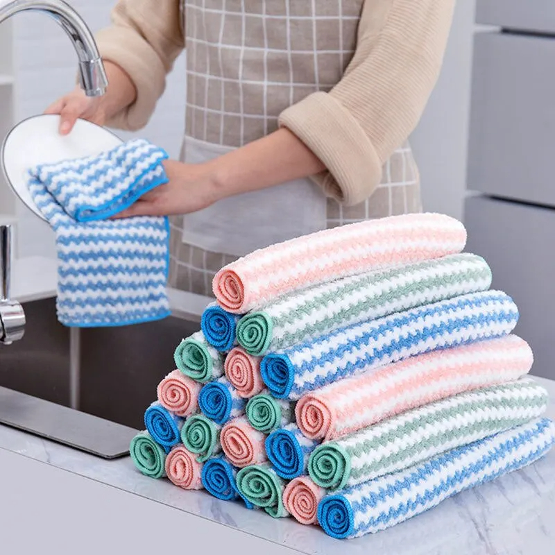 Kitchen Household Scouring Pad Rag, Coral Fleece, Water Absorbing And Oil Resistant Kitchen Household Scouring Pad Rag, Coral Fleece, Water Absorbing And Oil Resistant