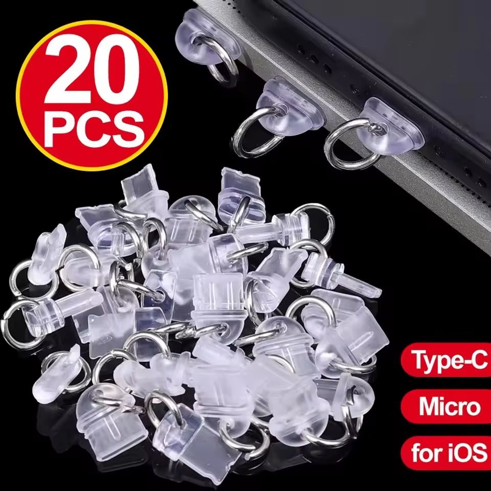 Universal Transparent DIY Charging Port Dust Plugs For IOS Type C Micro Devices 20x For Type C