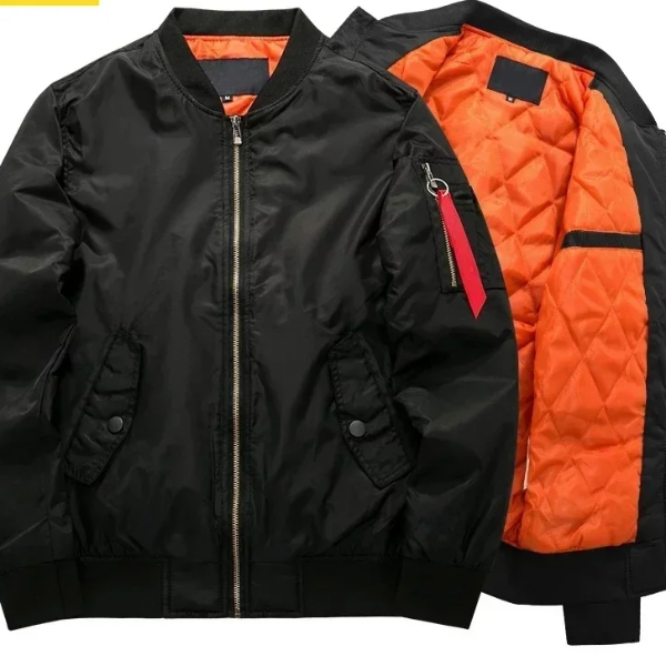 Men Windproof Baseball Jacket, Thickened Outdoor Casual Suit, Lightweight Fall & Winter Windbreaker For Camping red Thick l