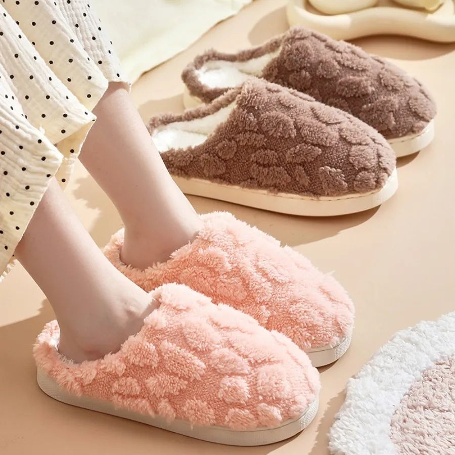 Warm Cotton House Slippers For Women & Couples Soft Fluffy Indoor Flat Shoes pink 10