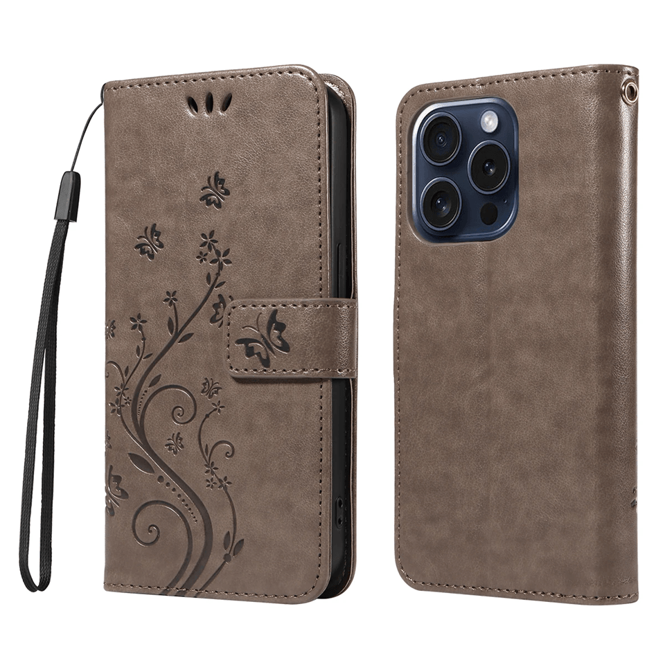 PU Leather Wallet Phone Case With Lanyard For Samsung Galaxy Flip Cover Card Holder galaxy A12 gray