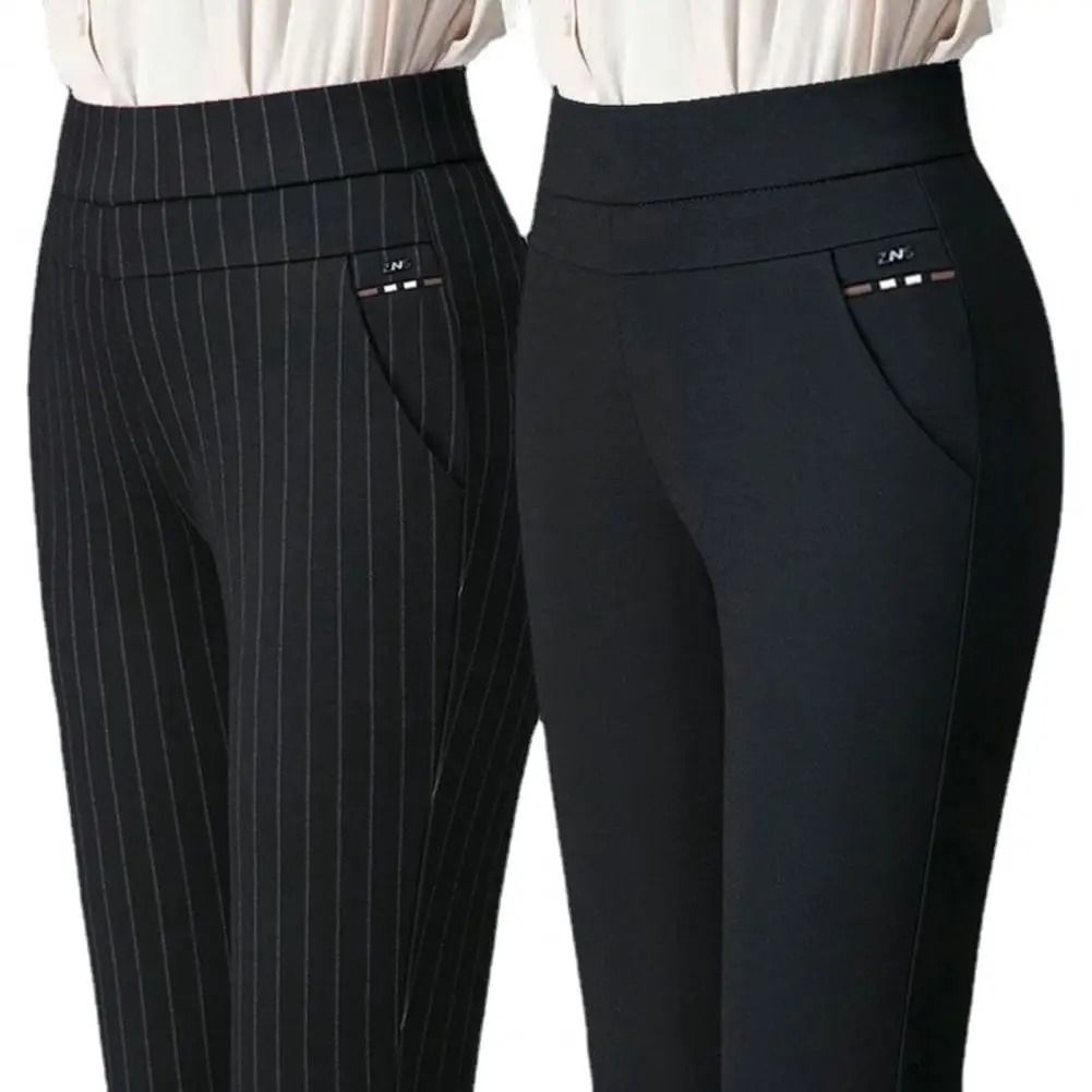 Women High Waist Stretch Slim Pencil Pants Casual Spring Trousers black xxl