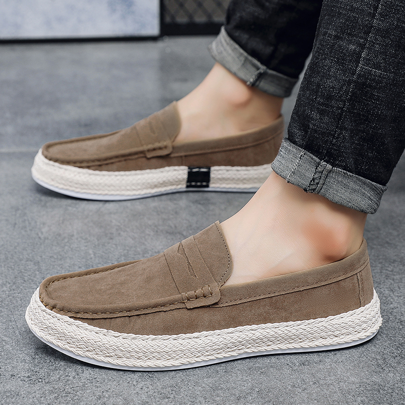 Comfortable Men Slip on Driving Shoes, Fashion Suede Moccasins, Lightweight Casual Loafers, Breathable Lazy Shoes blue 45