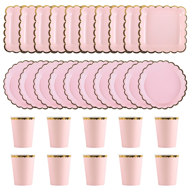 Solid Color Disposable Tableware, Pink Blue Paper Plate Cup Set, Baby Shower Wedding Party Decor, Birthday Supplies 10pcs Round Blue