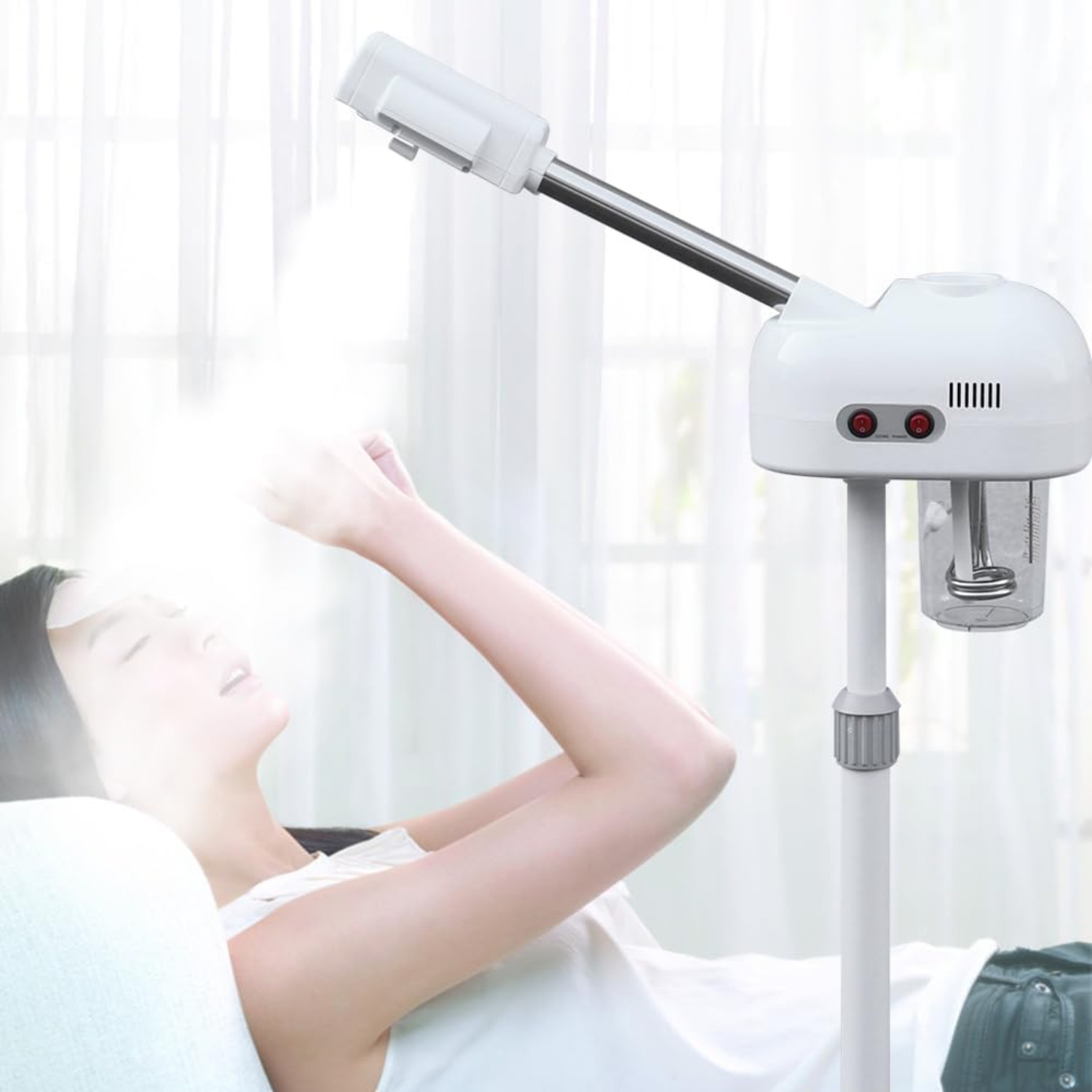 Steam Machine For Home, Beauty Salon Steamer, Skin Cleansing With Rotating Nozzle Steam Machine For Home, Beauty Salon Steamer, Skin Cleansing With Rotating Nozzle