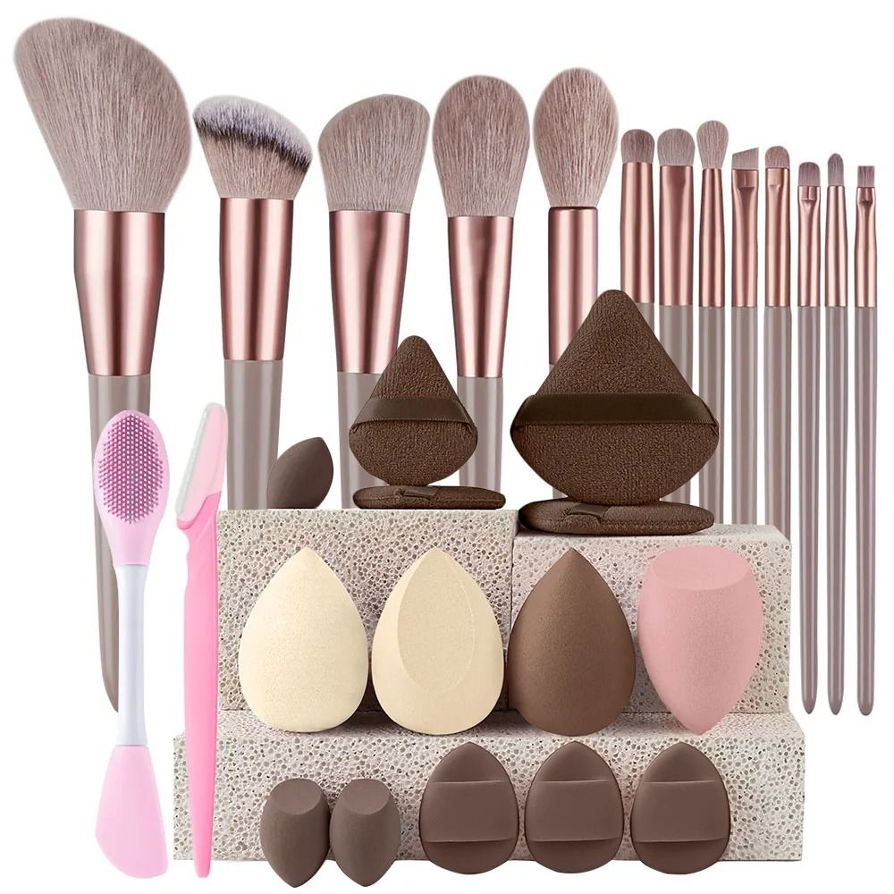 Professional Makeup Brush Set For Women 29pcs Brown