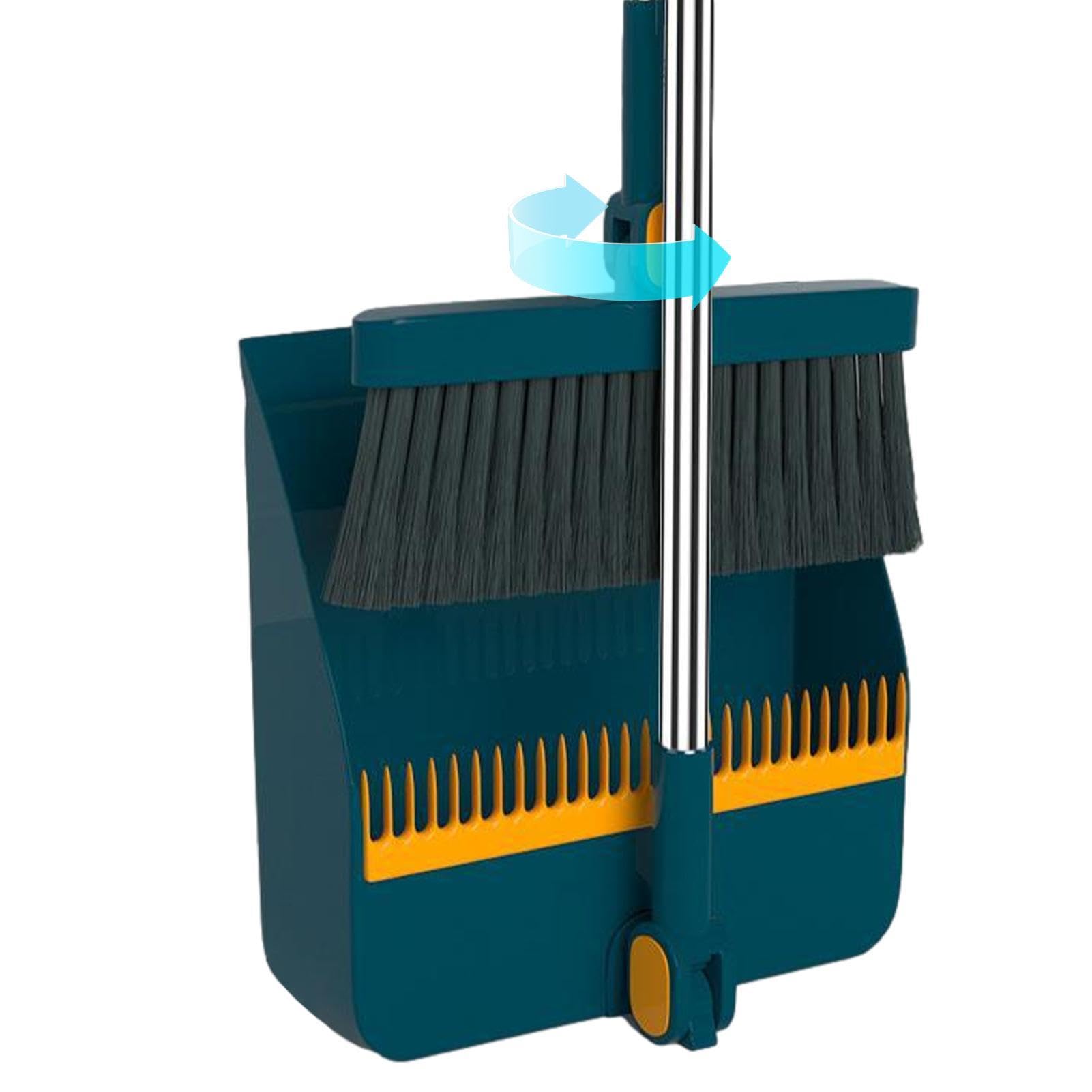 Fold Able Broom And Dustpan Set, Household Sweeping Tool, Rotating, Small Size For Hair And Garbage Cleaning orange