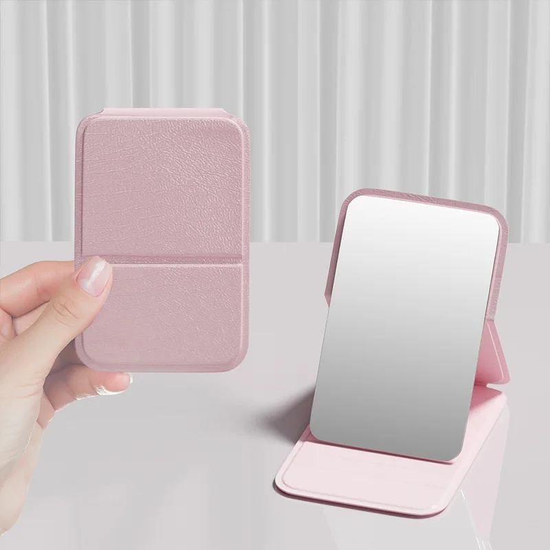 Adjustable And Portable Folding Mirror, Portable Handheld Mini Makeup Mirror For Office And Dorm Room pink