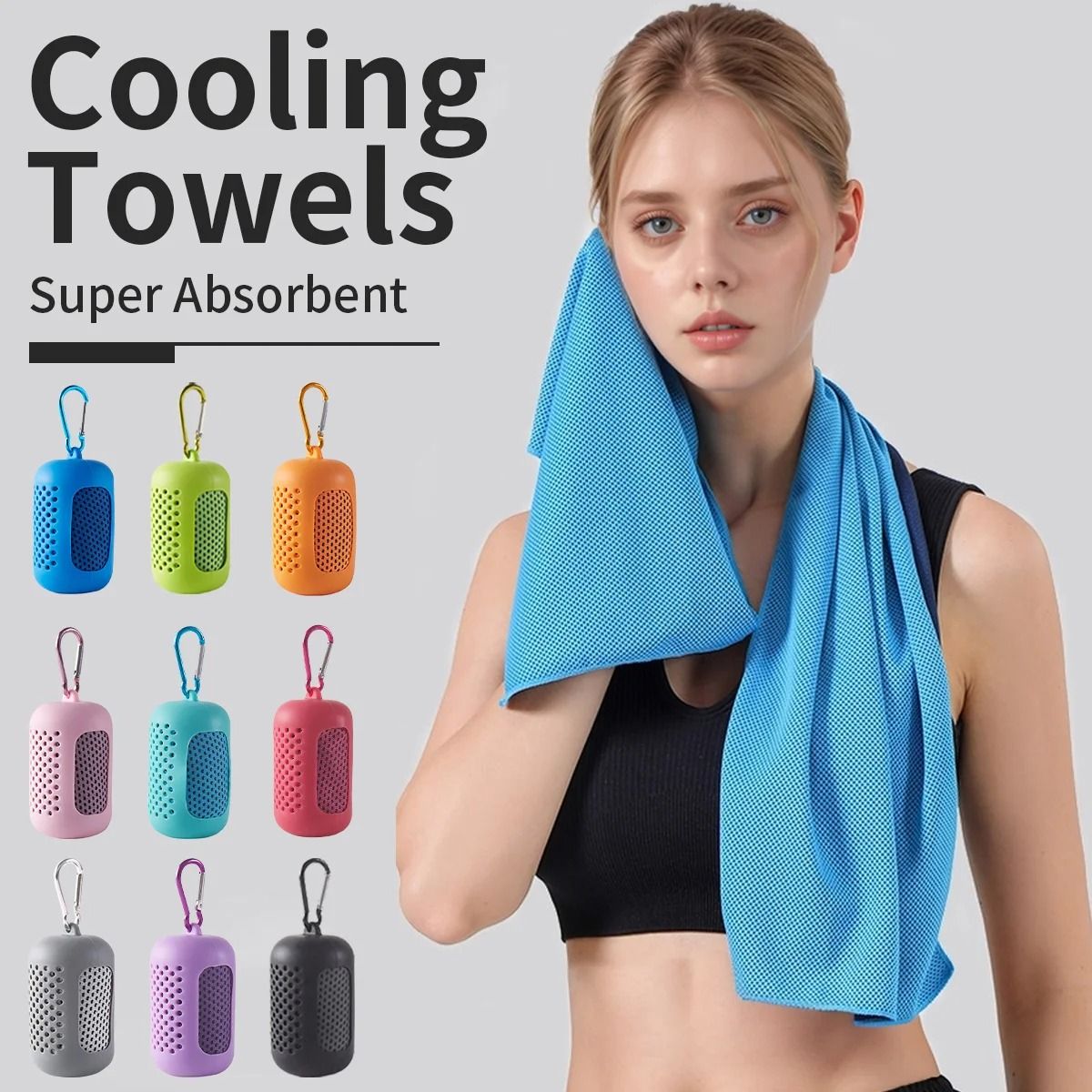 Portable Cooling Towel For Sports And Outdoor Use black Grey 11.81x31.50in