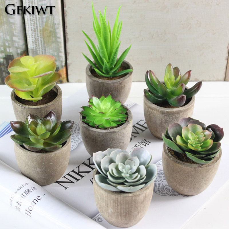 Artificial Succulent Plants, Mini Evergreen Fake Tree Pot, Small Decorative Plants For Office Table And Home Garden Deco e