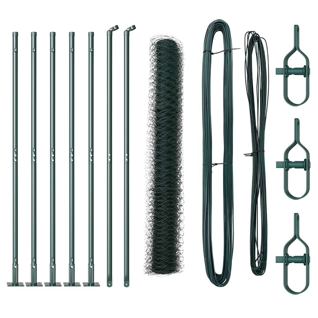 vidaXL Zaunpfosten Grün 10 x 1,2 m (36 mm Netz) Stahl und PVC Image