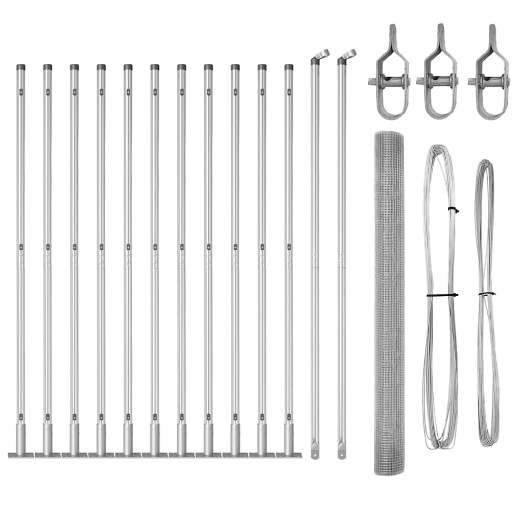 vidaXL Zaunpfosten Silber 25 x 1,4 m (25 x 25 mm Maschen) Stahl Image