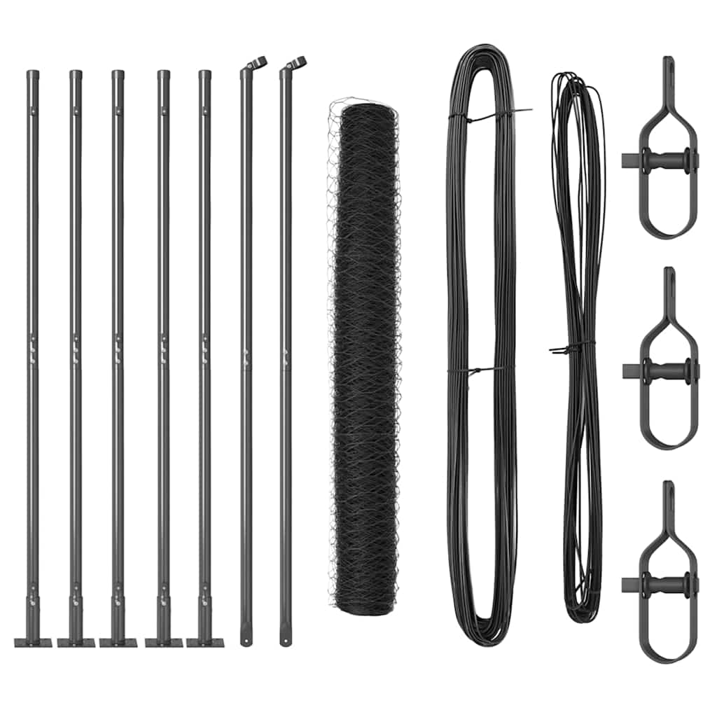 vidaXL Zaunpfosten Grau 10 x 0,8 m (50 mm Masche) Stahl und PVC Image