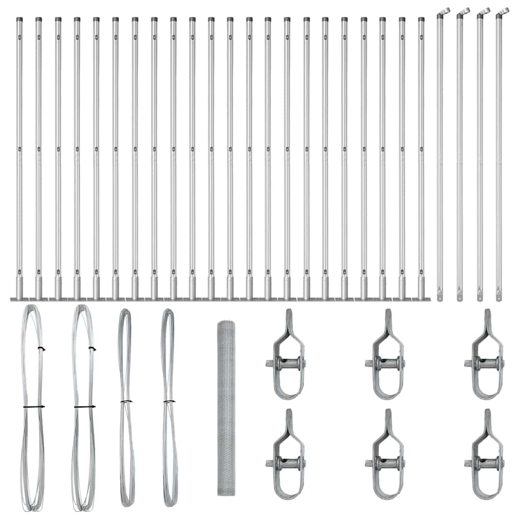 vidaXL Zaunpfosten Silber 50 x 1,6 m (25 mm Maschenweite) Stahl Image