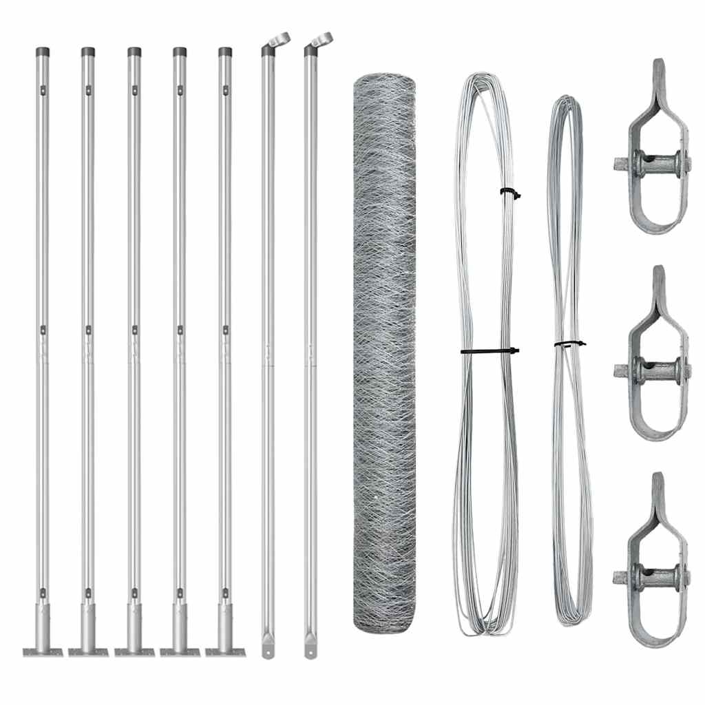 vidaXL Zaunpfosten Silber 10 x 1 m (50 mm Netz) Stahl Image