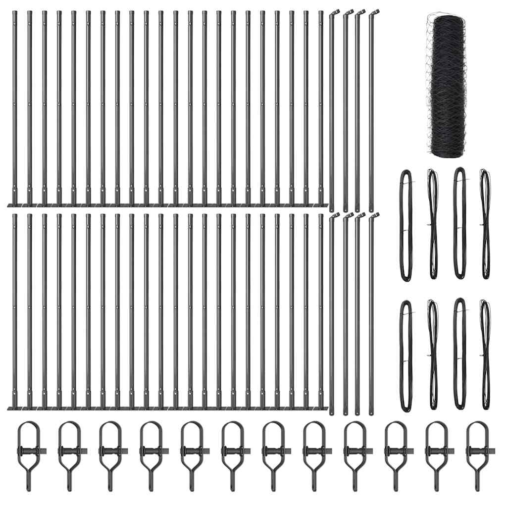 vidaXL Zaunpfosten Grau 100 x 0,8 m (50 mm Maschen) Stahl und PVC Image