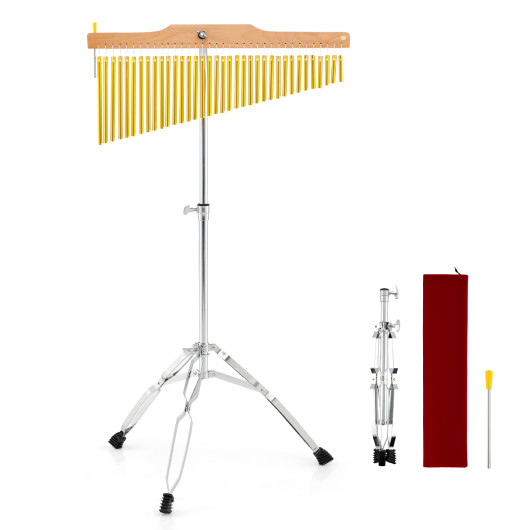 Costway 36-Bar Single-Row Chimes Percussion Instrument-Golden