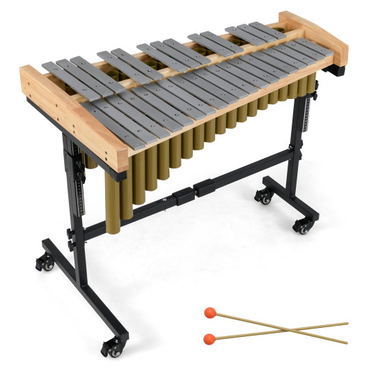 Costway 32 Note Marimba Aluminum Xylophone with Rubber Wood Base-Golden