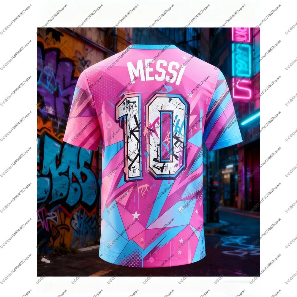 Maglia da calcio Tee Uomo Regalo maschile Casual Ragazzi T-shirt traspirante Top ad asciugatura rapida Calcio Sport Bambini Abbigliamento casual Messi 10 Vestire