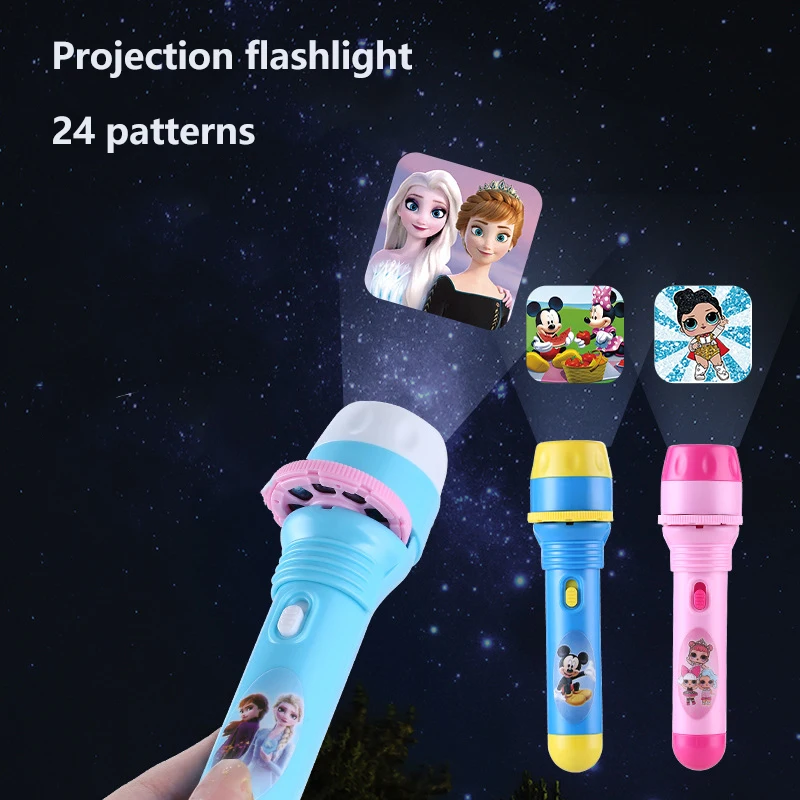 Disney Cartoon Autos gefroren Kinder Fackel Lampe Taschenlampe Projektor Spielzeug Anime Mickey Mouse finden Nemo Taschenlampe Kinder Geschenk Image