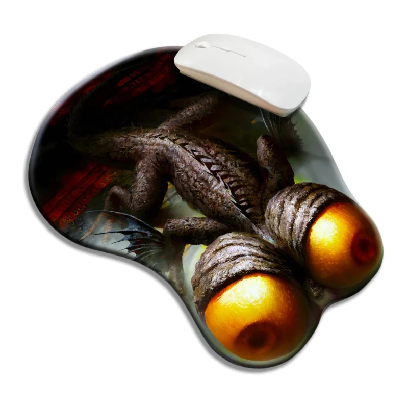 Big Eyed Lizard Lustiges Weihnachtsgeschenk Maus-Handgelenkauflage 3D-Silikon-Handgelenkauflage Mauspad Lustige Schreibtischunterlage Verwendung Ergonomisches Gaming-Pad Image