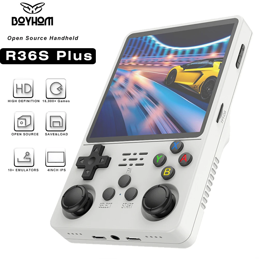 BOYHOM R36PLUS Retro-Handkonsole 4 Zoll IPS-Bildschirm 64 GB 128 G WiFi NES SNES Game Boy Advance N64 PS1 PSP-Emulator Image