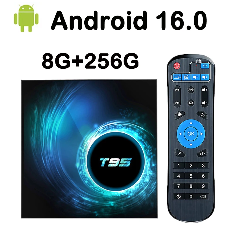 T95 Android 16.0 Smart TV Box 2,4G&5G WLAN 8K HDR Allwinner H616 Quad-Core Globaler Mediaplayer IPTV Set-Top-Box YouTube Netflix Image