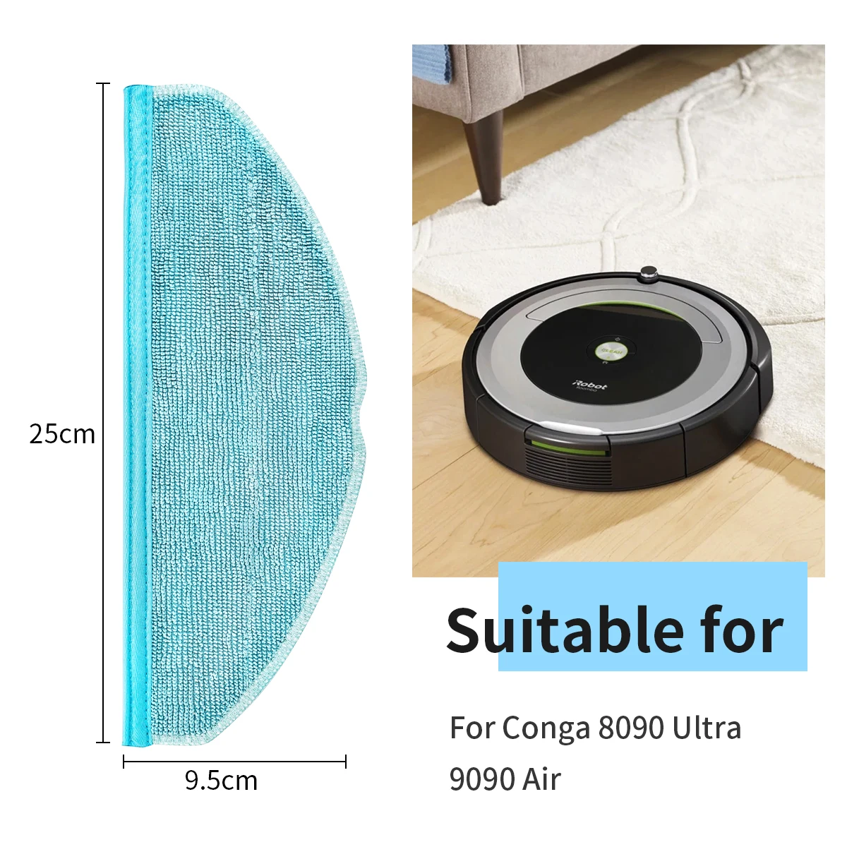 Wischtuch für Cecotec Conga 8090 9090 Roboterstaubsaugerteile Image
