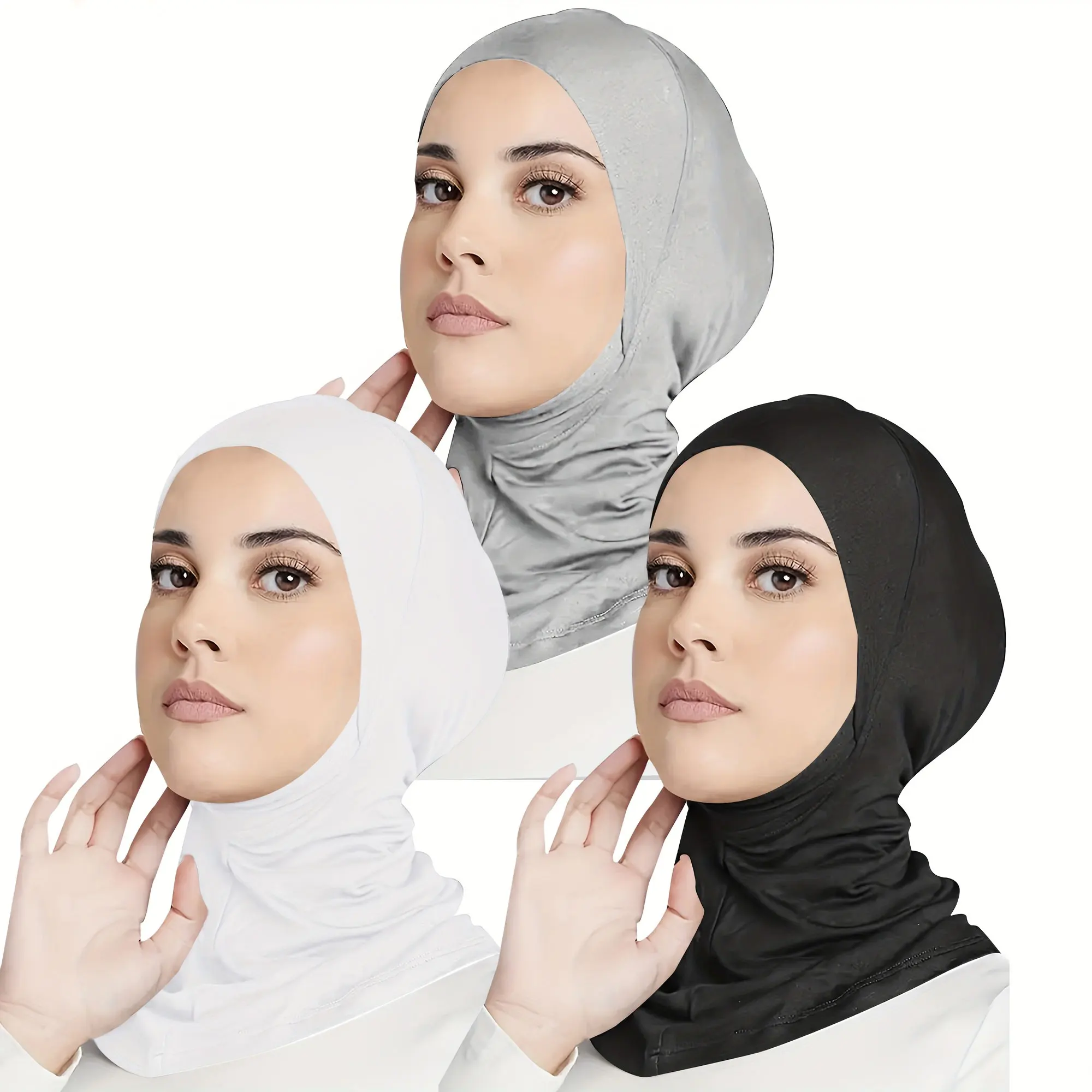 Elegante schwarze Kopftuchmütze, atmungsaktiv, elastisches Kopftuch, geeignet für Ramadan und Alltag, muslimisches Kopftuch, tägliche Kopfbedeckung Image