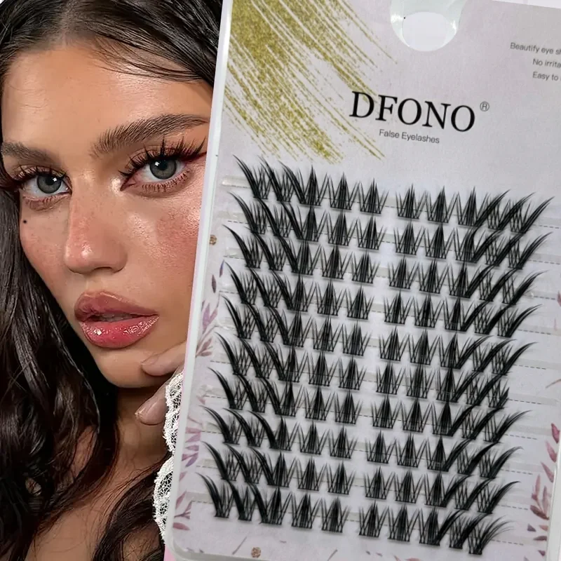 10 Reihen, 100 Cluster der C-Serie. Fuchs-Stil. Falsche Wimpern, natürliche und dicke Einzelstränge von Pure Wild Source. Geeignet für Image