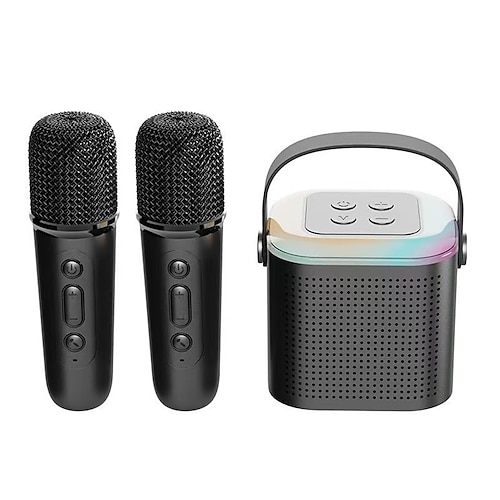 Questa macchina per karaoke è dotata di due microfoni, una luce ambientale, una batteria al litio da 1200 mAh, una potenza di uscita di 1-10 W e una durata della batteria di circa 8-10 ore. Include