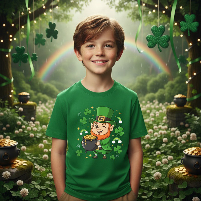 100% Cotton St. Paddy's Day Kids Boys' Blue Black White Graphic Shamrock St. Patrick's Day T shirt Blouse Crew Neck Short Sleeve Outdoor Dailywear Fashion Streetwear Designer Printing Summer