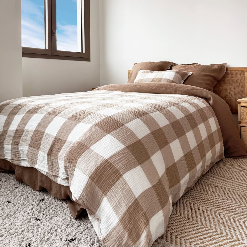 Housse d'édredon en gaze de coton Beige 150x220cm