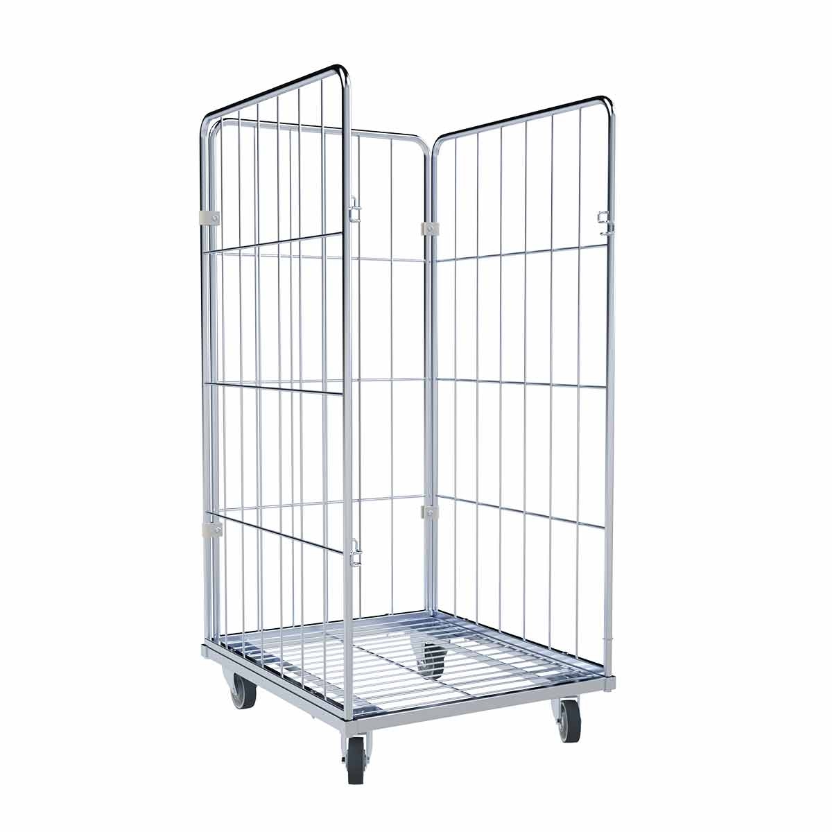 Oswald Transportgeräte Wäschewagen Nutzhöhe 1.370 mm, Stahlboden, 3-seitig, 720 x 810 x 1.520 mm, 400 kg Image