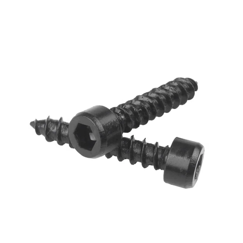 5-200 Stück M1,7 M2 M2,3 M2,6 M3 M3,5 M4 M5 M6 Schwarzer Kohlenstoffstahl Innensechskant Innensechskant Kopf Lautsprecher Holz selbstschneidende Schraube