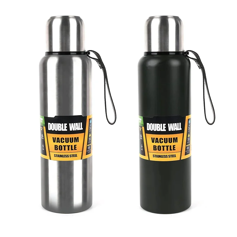 Vakuumisolierte Thermos-Wasserflasche, großes Fassungsvermögen, 500/1000/1500 ml, Thermoflasche, 304 Edelstahl, Heiß- und Kaltwasserflasche Image