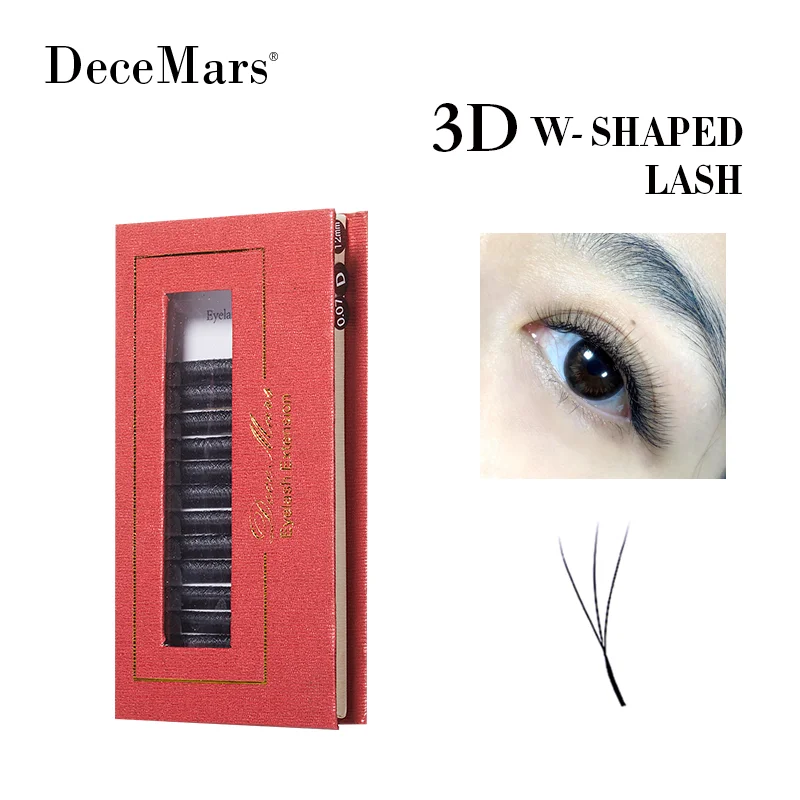 DeceMars 3D W-förmige Wimpernverlängerung, 3 Spitzen, C/D/dd Curl, hochwertige individuelle Wimpern Image
