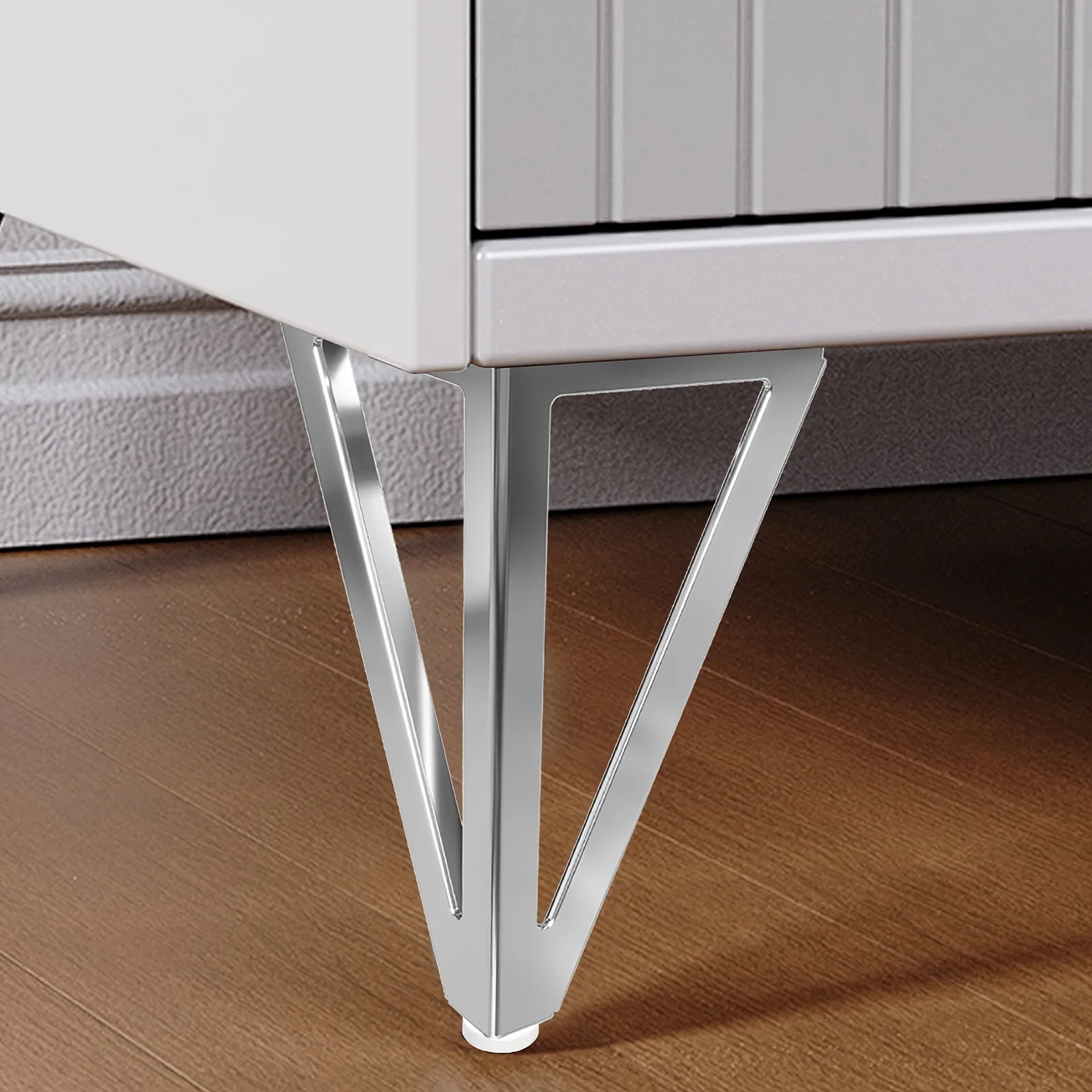 Pieds de meubles en métal argenté, pieds en fer épais de 15 cm pour canapé, meuble TV, meuble de salle de bain et table basse – Finition polie