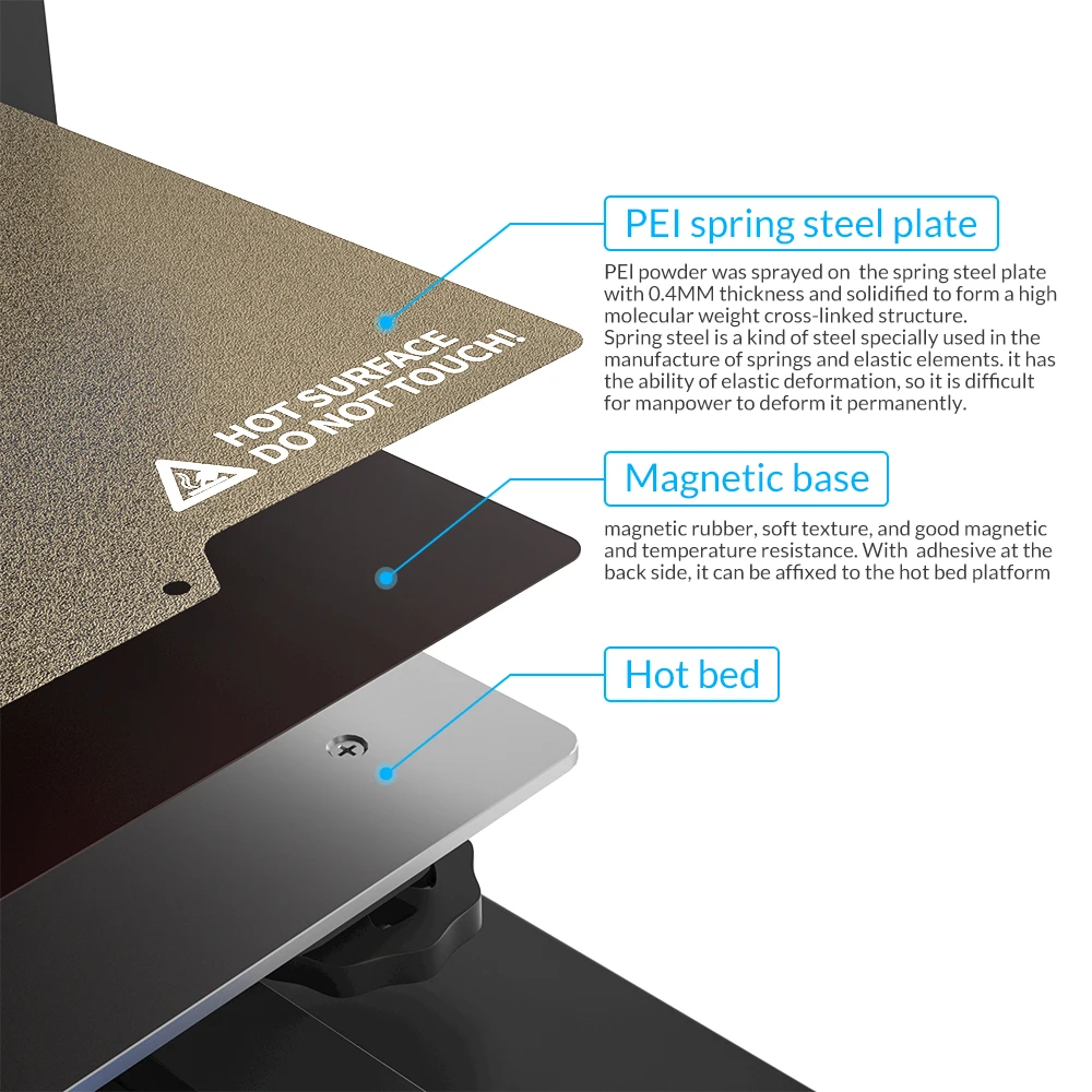 Tronxy 3D Drucker 220*220mm 255*255mm Frühling Stahl Blatt Pre-angewendet PEI mit Flex magnetische Basis PEI Aufkleber für Heiße Bett Image