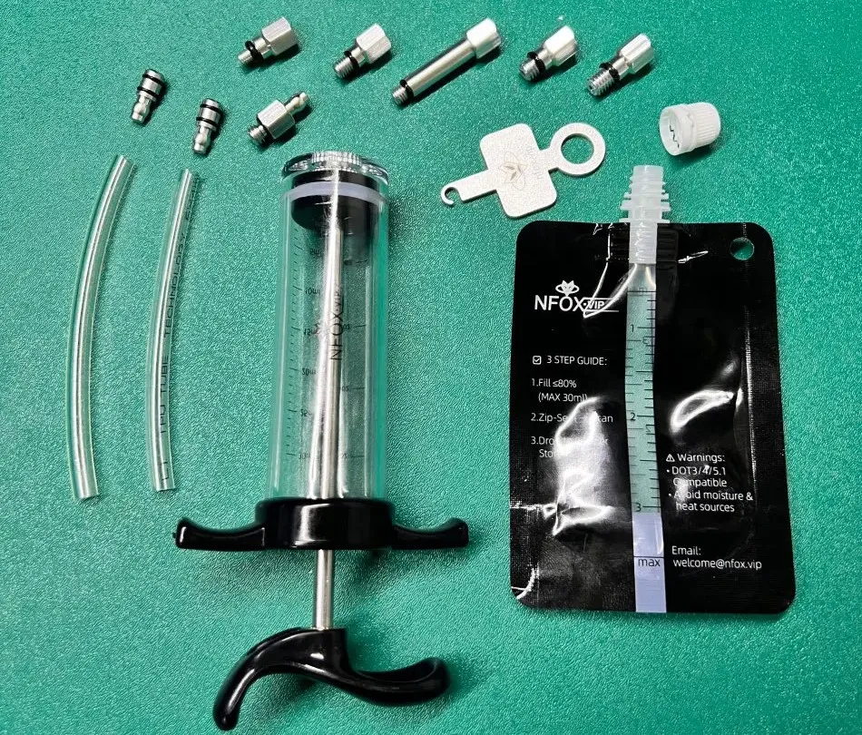 NFOX Kit di strumenti per il cambio dell'olio in alluminio da 14 pezzi - Per la manutenzione del disco dell'olio per spurgo dei freni idraulici per biciclette/scooter elettrici