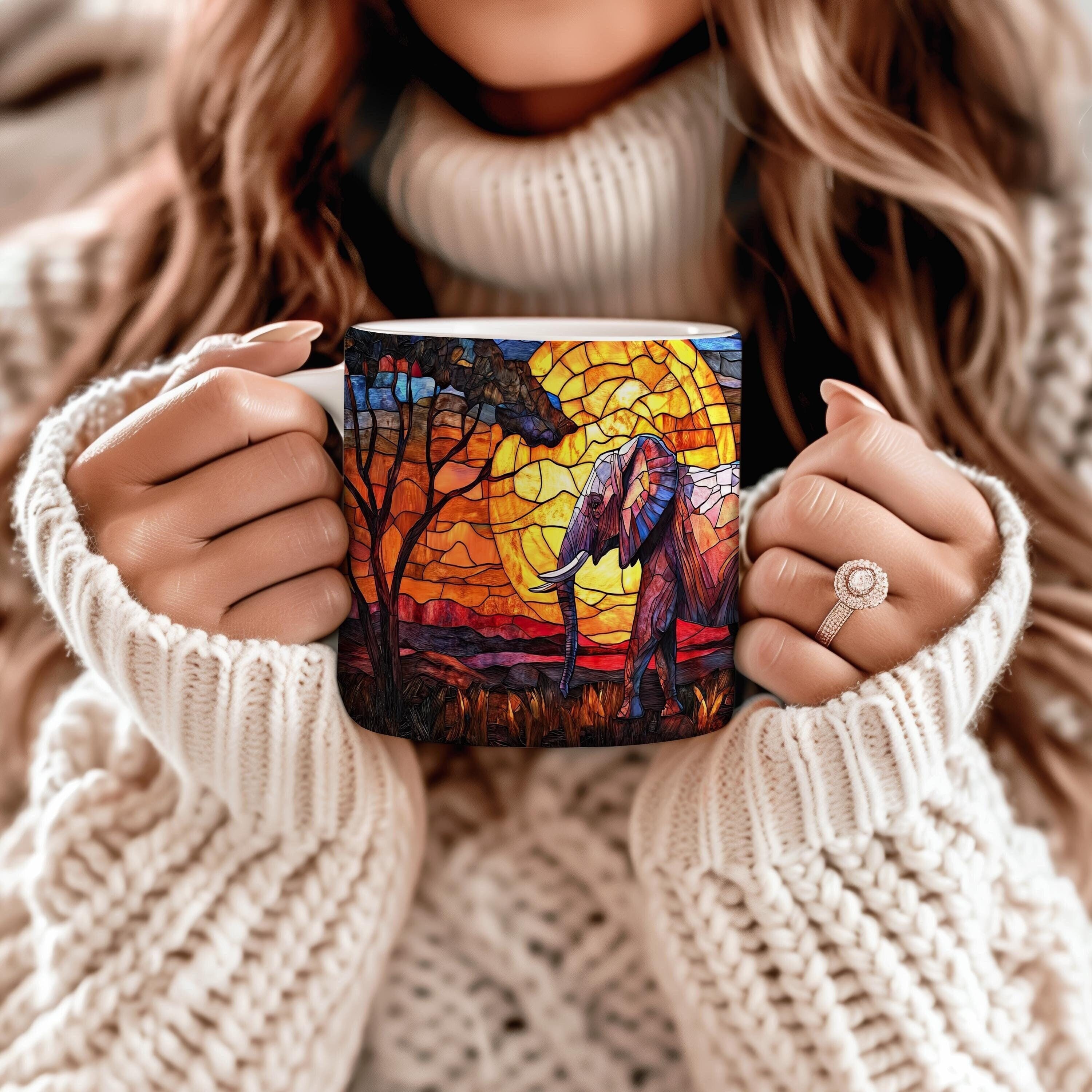 Tazza in vetro colorato a forma di elefante / Tazza a forma di elefante / Tazza da caffè unica realizzata a mano / Decorazione per la casa colorata /